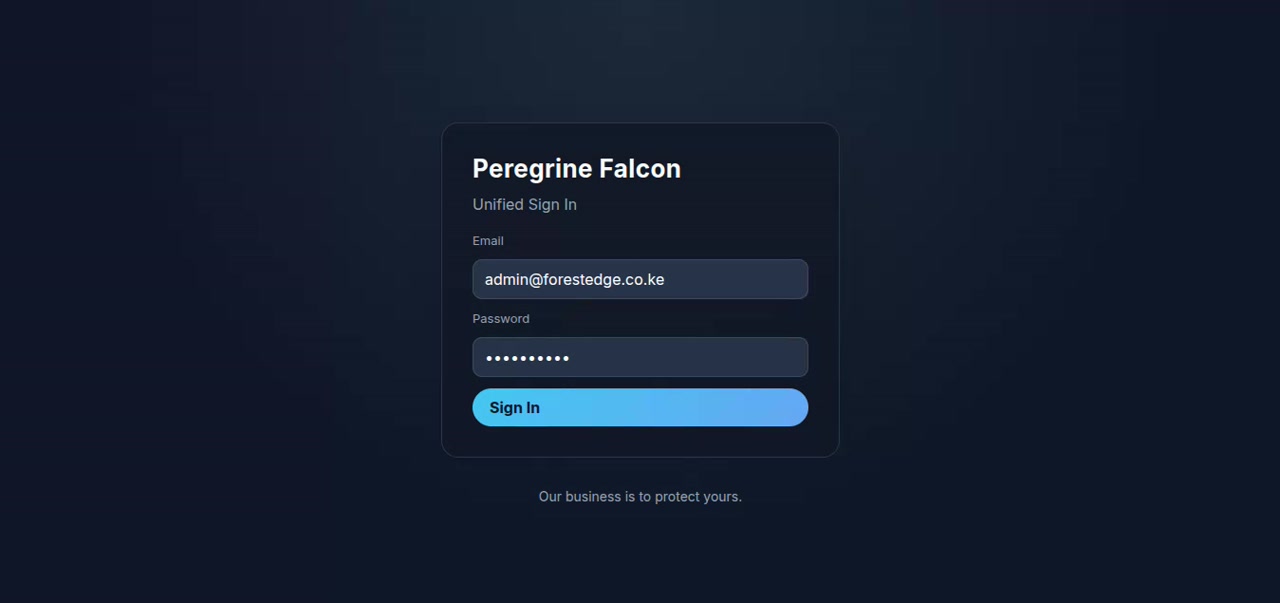 Peregrine Falcon customer dashboard preview